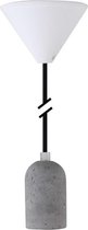 Hanglamp E27 beton incl. textielsnoer zwart en plafondkap wit