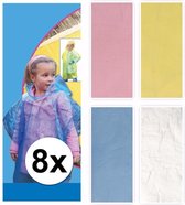 8 x regen poncho voor kinderen blauw
