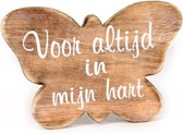 Tekst Vlinder ''Voor Altijd in Mijn Hart'' - Hout - 12x16cm