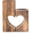 Waxinehouder - Hart - set 2 - 15x12cm Naturel hout - troostkado - Moederdag - Valentijn cadeau