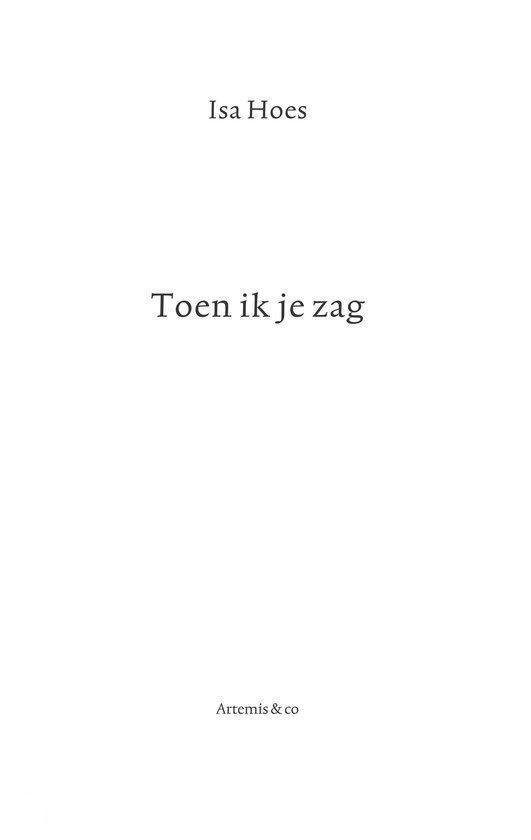 Titelpagina met 'Isa Hoes' en 'Toen ik je zag'.