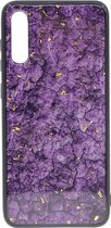 Shop4 - Samsung Galaxy A70 Hoesje - Zachte Back Case Marmer Paars