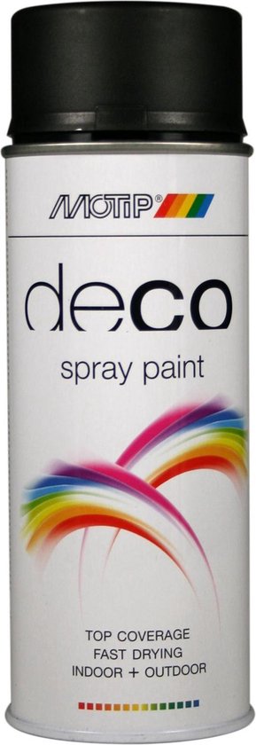 Motip deco spuitverf, matzwart, 400 ml.