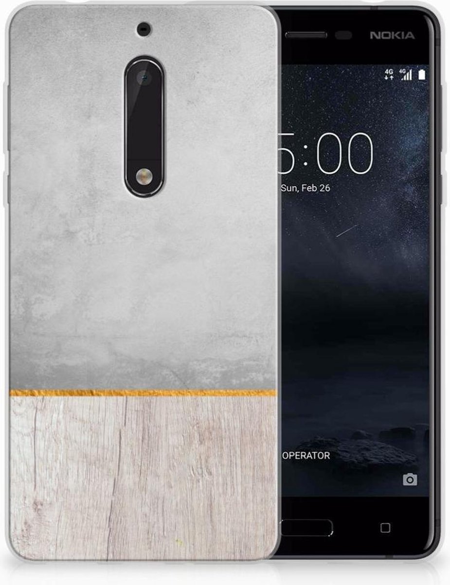 Nokia 5 Bumper Hoesje Wood Concrete