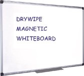 Whiteboard Quantore 120x90cm magnetisch - 2 whiteboard markers zwart, whiteboard wisser, schoonmaakdoekjes, reinigingsspray 125ml, 10 magneten, met afleggoot en bevestigingsmateria