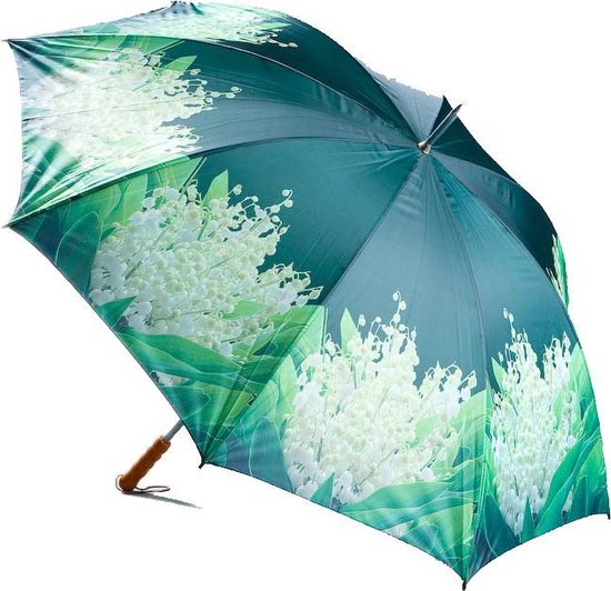 Stevige paraplu's (5 stuks) met Convallaria print en houten handvat - Multikleur - ø130cm - Zeer groot - Wind - Regen - Paraplu's