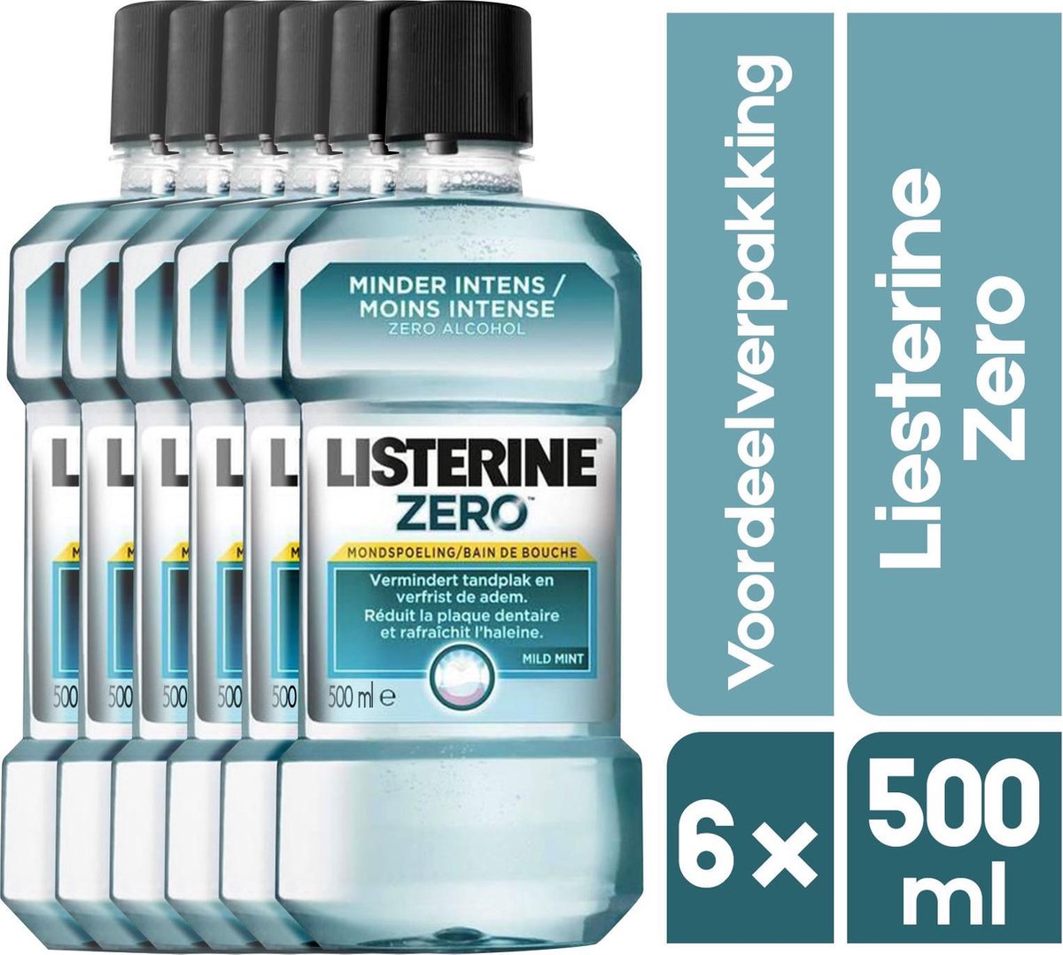 Listerine Zero 6 x 500ml Mondwater | Mondspoelmiddel | XXL Voordeelverpakking | bol.com