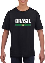 Zwart / wit Brazilie supporter t-shirt voor kinderen XS (110-116)