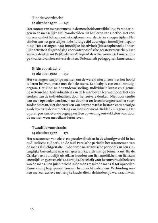 Pagina met voordrachten van Rudolf Steiner, met datums en paginanummers.