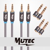 MutecPower High Quality Stereo Audio Kit met 2x " 1 meter " 3.5mm mannelijk naar mannelijk kabels + 4 Stereo Adapters mannelijk naar vrouwelijk