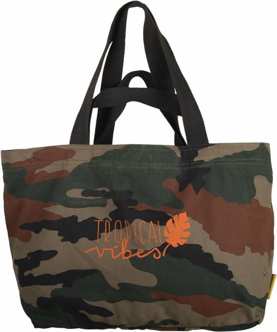 Mycha Ibiza – tas – Comte Vibes 7003 – XL Shopper – Canvas Tas – reistas – handbagage tas – Army print – Clutch