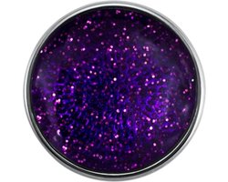 Quiges - Dames Click Button Drukknoop 18mm Space Glitter Paars - EBCM011
