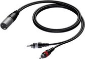 Procab CAB703 XLR mannelijk - Tulp stereo 2RCA mannelijk kabel - 1,5 meter