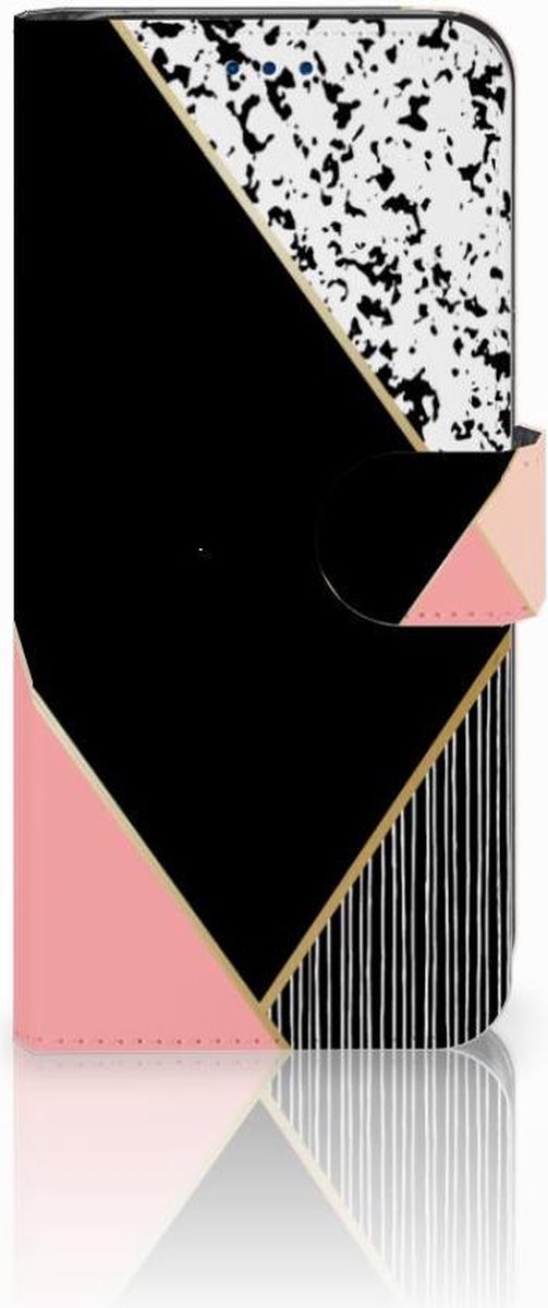 Samsung Galaxy S8 Book Case Zwart Roze Vormen