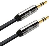 3.5mm Male-Male Audio Jack Ultra Plat kabel Zwart - 100cm