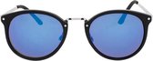 Icon Eyewear Zonnebril BERLIN - Mat zwart montuur - Blauw spiegelende glazen