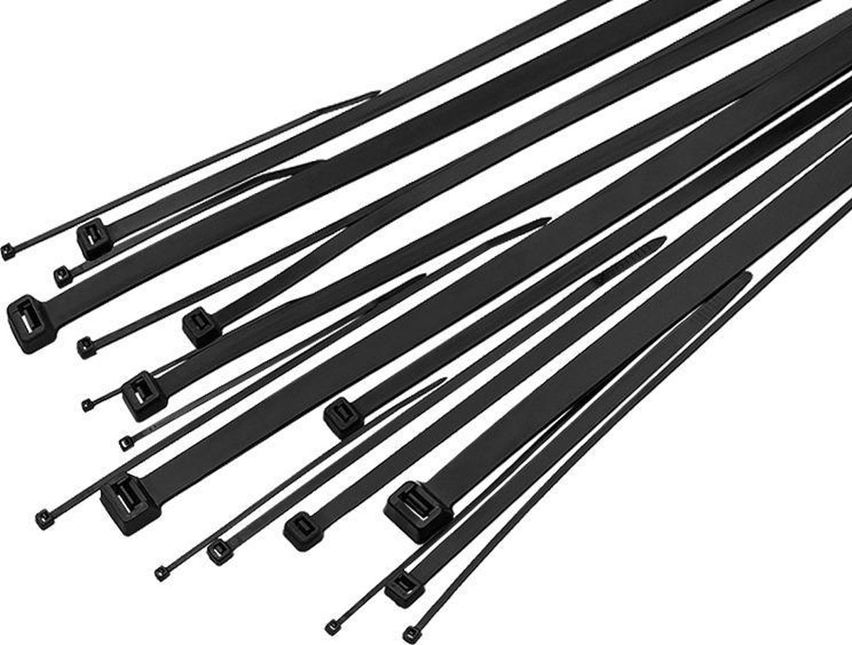 200 colliers de serrage réutilisables - Noir - 200 x 7,6 mm