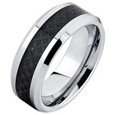 Wolfraam ring Carbon Fiber Zilverkleurig Zwart 8mm-20mm