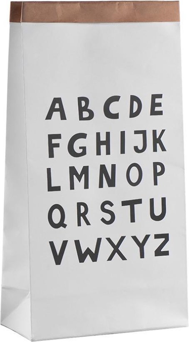 Moodadventures Grote Paper Bag Alfabet | Papieren Opbergzak Kinderkamer Zwart Wit