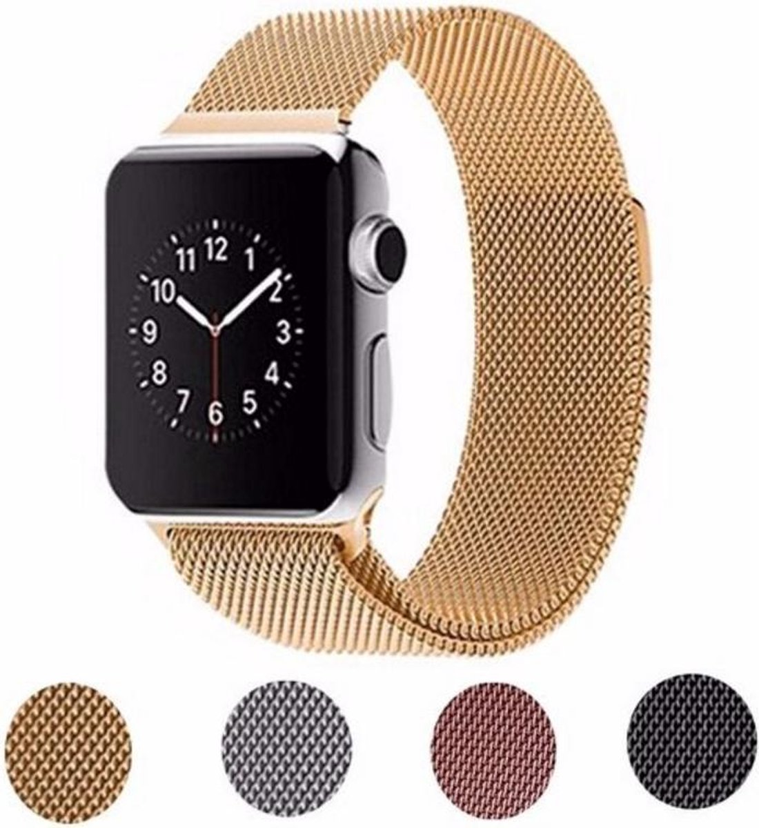 bandje geschikt voor Apple Watch Milanese Horloge Band 38 MM Goudgeel - iWatch Watchband - Armband Bandje Roestvrij Staal - Merkloos