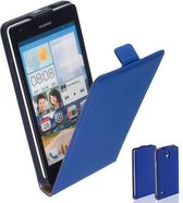 TCC Luxe Leder hoesje Huawei Ascend G700 Flip Case/Cover - Blauw