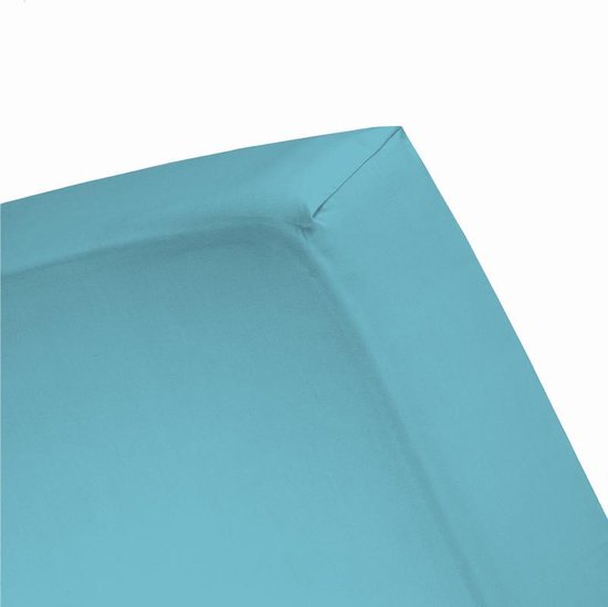 Damai - Hoeslaken (jusqu'à 25 cm) - Katoen - 80/90/100 x 200/210 cm - Turquoise