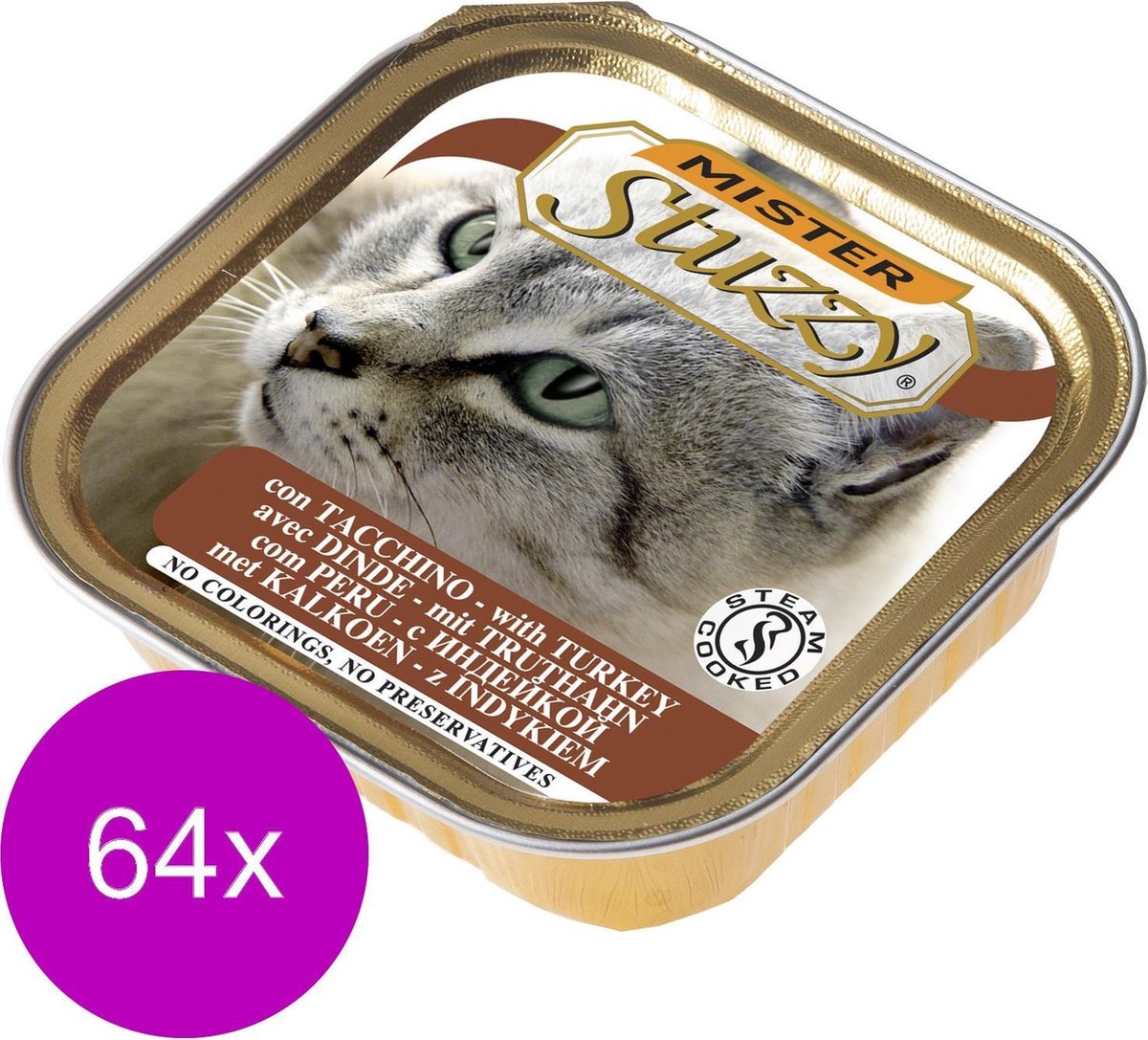 Mister Stuzzy Cat Paté 100 g - Kattenvoer - 64 x Kalkoen