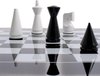Afbeelding van het spelletje Luxe schaakset - Moderne schaakstukken zwart wit met bijpassend houten schaakbord - 40 x 40 cm