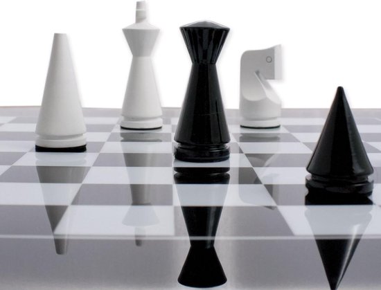 Dakloos stortbui Absorberen Luxe schaakset - Moderne schaakstukken zwart wit met bijpassend houten  schaakbord - 40... | bol.com