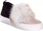 D.A.T.E. Suède Sneaker – Dames Schoen – Slip-on Fur – Beige/Zwart maat 41