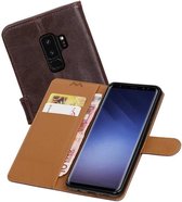 Mobieletelefoonhoesje - Zakelijke PU leder booktype hoesje voor Samsung Galaxy S9+ mocca