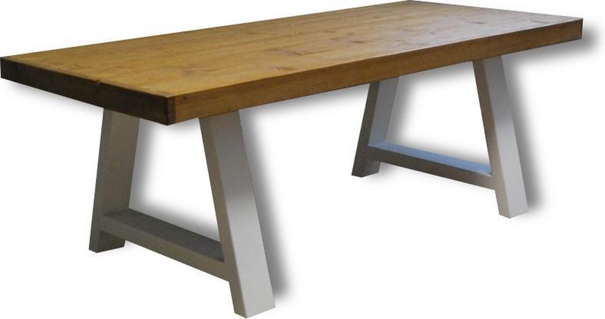 Tafel Cesc 4 Persoons Eettafel Bruin/wit Industrieel