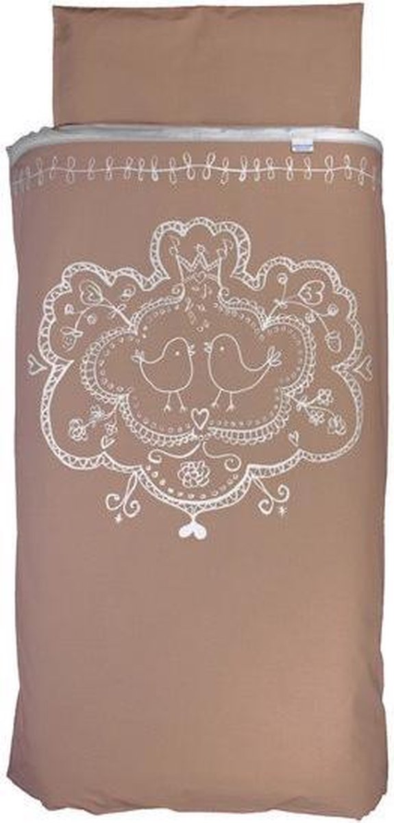 ANEL - Wieglaken - Model: Lovely Birds - Kleur: Taupe - Formaat: 80x100cm