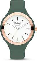Colori Macaron 5 COL504 Horloge - Siliconen Band - Ø 44 mm - Donker Groen