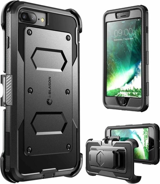 i-Blason iPhone 8 Plus hoes extra bescherming met holster Zwart | bol.com