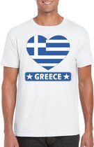 Griekenland hart vlag t-shirt wit heren XL