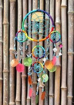 Dreamcatcher Rainbow Shells And Mirrors - 5 Anneaux - Festival - Diamètre 11CM - Longueur 40CM
