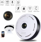 TKSTAR 360° panoramische Fisheye IP-camera met bewegingsdetectie - babyfoon - draadloze camera met wifi ondersteuning Voor binnen Anti diefstal Beveiligingscamera's  Nachtzicht| Wit