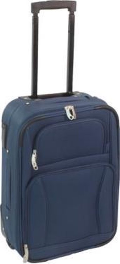 frequentie Incubus Gewoon Handbagage koffer zacht stof donkerblauw 55cm met 2 wielen | bol.com