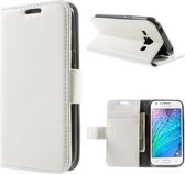 Litchi Cover Wallet Case Cover Samsung Galaxy J5 Blanc