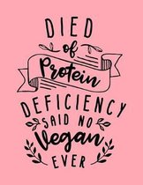 Died of Protein Deficiency Said No Vegan Ever