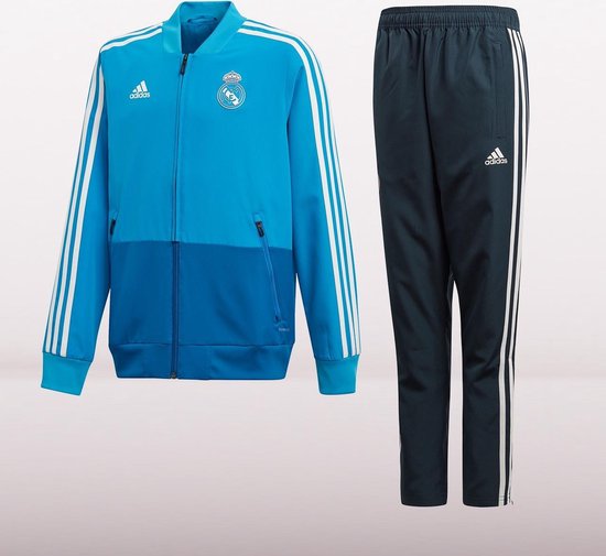 ervaring paars Refrein Adidas Real Madrid Trainingspak 2019 Junior - Blauw - Maat 140 | bol.com