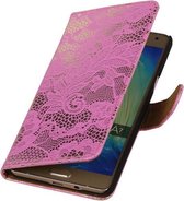 Roze Lace Booktype Samsung Galaxy A7 Wallet Cover Hoesje