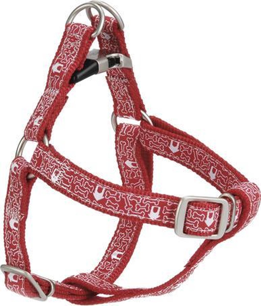 Nylon borsttuig Bones. Rood, verstelbaar.