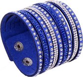 Fako Bijoux® - Bracelet - Large - Strass - Bleu