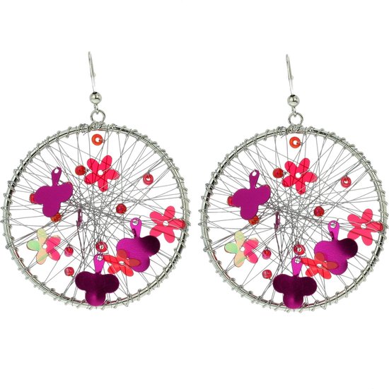 Boucles d'oreilles rondes avec fil métallique couleur argent brillant tissé  à la main... | bol.com