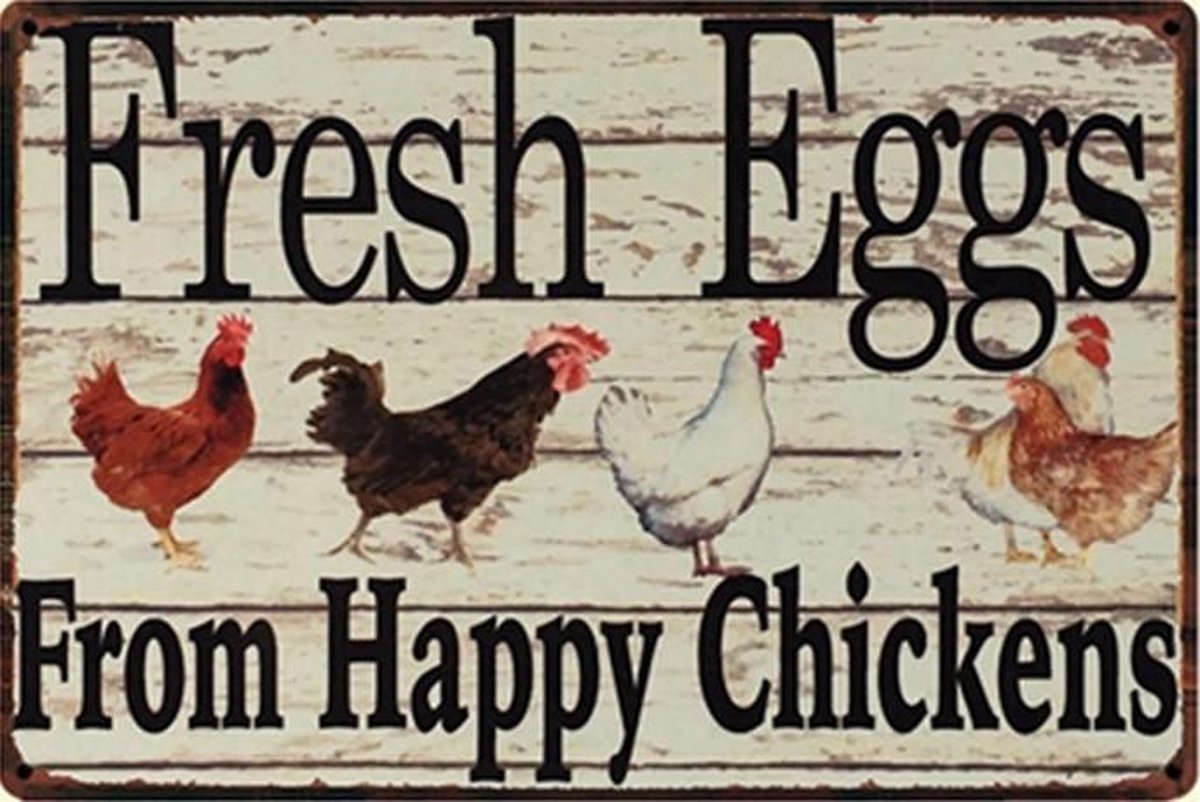Vrolijke kippen - Happy chickens - Vintage - Retro - Nostalgie - Reclame -  Ei - Eitjes... | bol.com