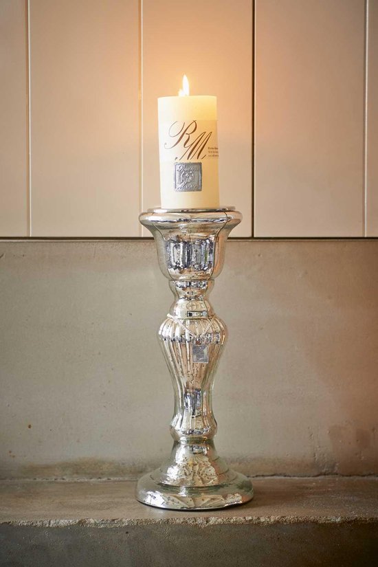 Riviera Maison - Vacon Candle Holder L - Kandelaar - Zilver - Glas | bol