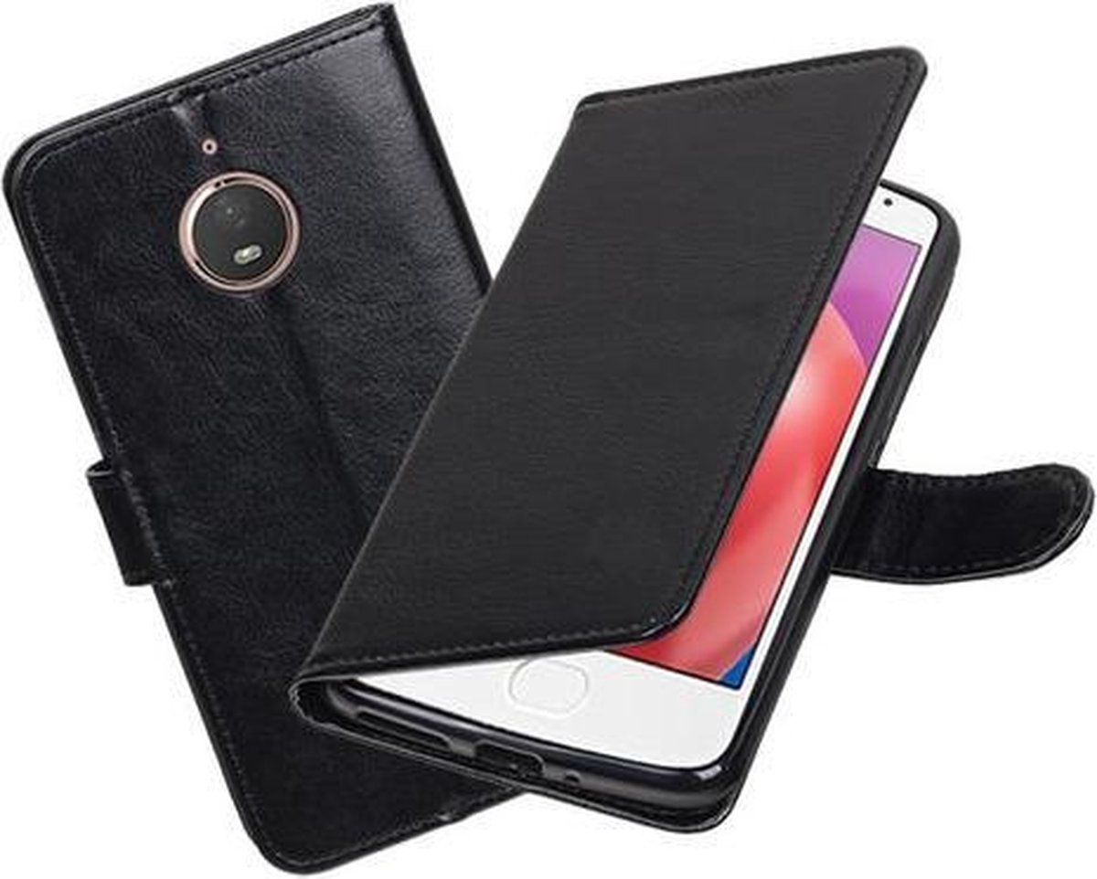 BestCases.nl Zwart Portemonnee booktype hoesje Motorola Moto E4
