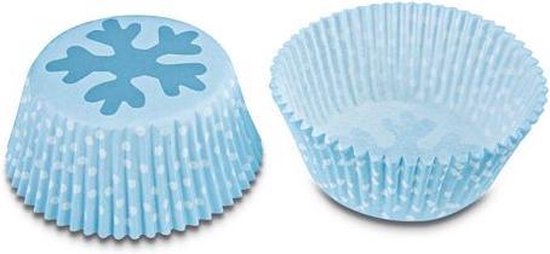 Papieren cupcake vormpjes blauwe sneeuwvlok, set van 50 - Städter